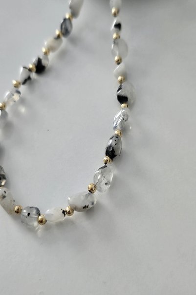 c-bhadu naturel Certified Amorphous Rutile Quartz Natural Stone Necklace