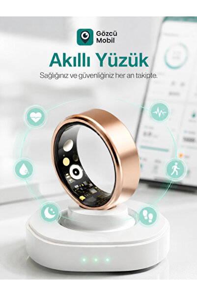 Gözcü Mobil Akıllı Yüzük Sağlık Egzersiz Takibi Adım Sayar Kalp Atışı Kan Bas...