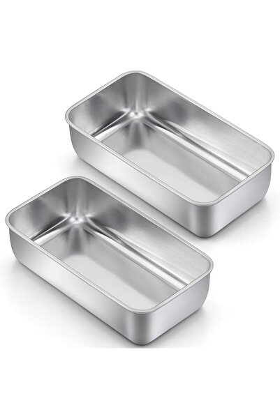 The Bros 2 Pack Stainless Steel Bread Loaf Pans for Baking, 7.8x4.1 Inch Nons...