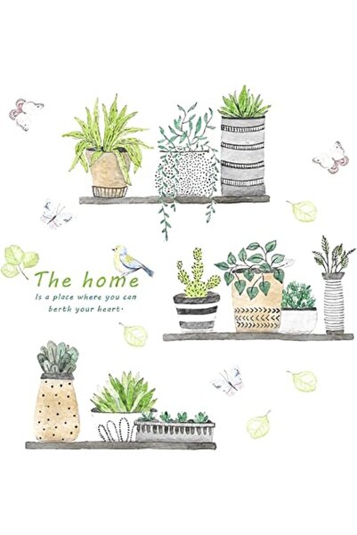 The Bros Plant Wall Decals, Self-adhesive Boho Pastoral, Fresh Plants Potted,...