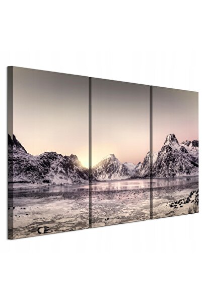 LUMASOUL Tablou pe pânză 120x80 Natură: Munți scandinavi, set de 3 piese