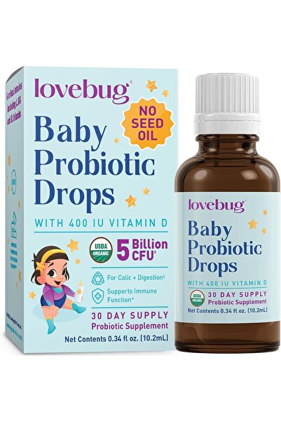 lovebug PROBIOTICS Baby drops 0+ months, 10 ml (30-day supply) 5 billion CFU ...