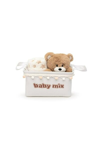 Babymix Set cadou ursulet brun cu paturica, Baby Mix, In cosulet din material...
