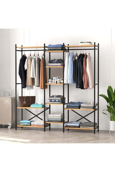Vivendo Dressing Deschis Suport de Haine cu 10 Polite pentru Haine, Incaltami...