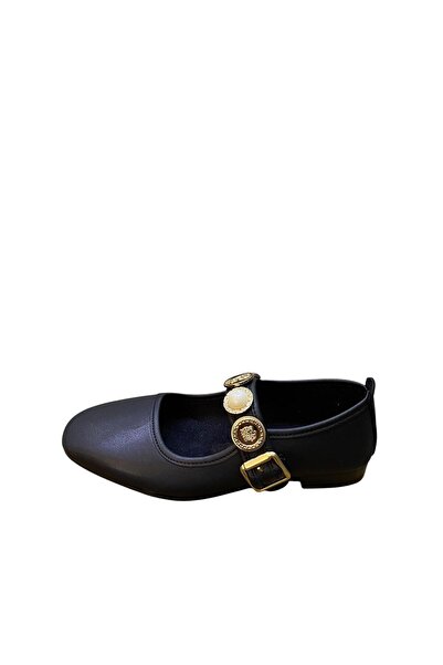 Shoes حذاء باليه نسائي مسطح بنعل رفيع وتفاصيل مطاطية