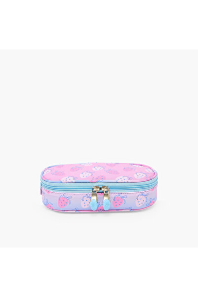 ST Right St.Right Strawberry Print Pencil Pouch with Zip Closure