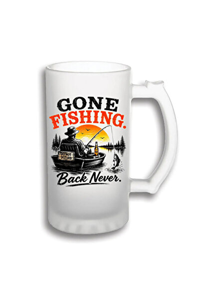 peGiftuiala Halbă Bere Personalizată 500 ml – Gone Fishing, Back Never