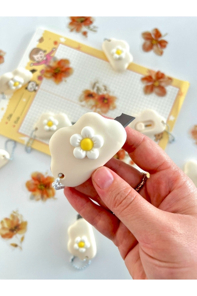 White Flower Patterned Mini Utility Knife/Art Knife/Bullet Journal/Scrapbook/Snap Knife