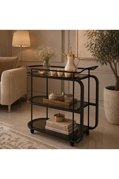 TREND Luxury hospitality serving cart with modern and elegant design, black c...