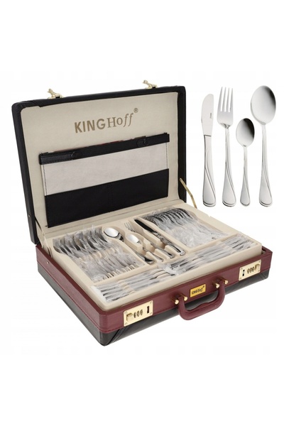 Kinghoff Set complet de tacâmuri în valiză, luciu intens, 72