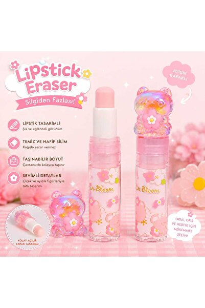 PeriMila Panda Store Ayıcık Kapaklı Ruj Tasarımlı Silgi