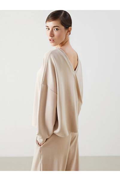 LC Waikiki Beige Crew Neck Women's Sweatshirt