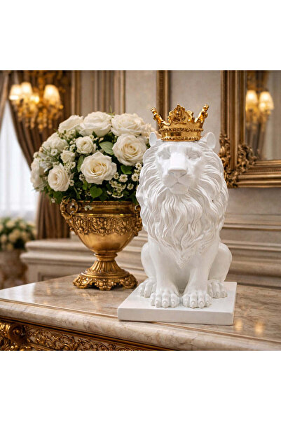 Vivendo Statueta decorativa Leu Regal din rasina 14x22.5x5 cm design premium