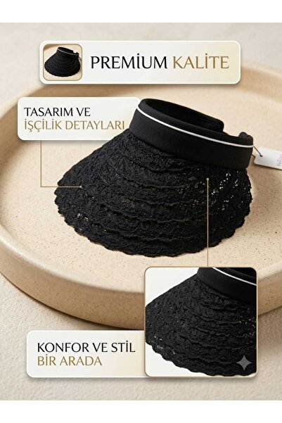 Prahar 100% Paper Fiber Women's Visor Hat with Lace Detail and Adjustable Bac...