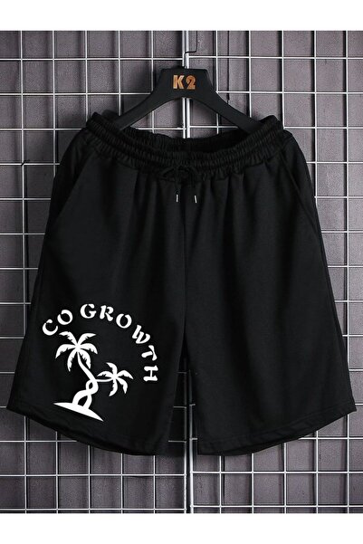 classy moda Oversize Black Shorts - Streetwear Graphic Printed