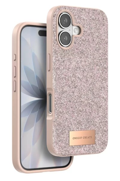 Generic Brand غطاء Onegif المتوافق مع هاتف Apple iPhone 17 بلون فضي لامع - وردي