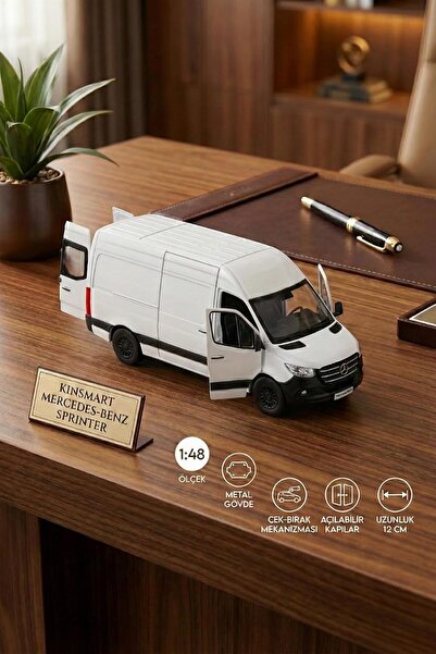 MMinora Kinsmart Mercedes-Benz Sprinter 1:48 Ölçek Metal Çek Bırak Oyuncak Mi...