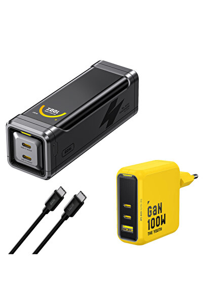Aohi The Black Warrior 10.000 mAh 65W Powerbank, Youth 100W 3 Portlu Şarj Ada...