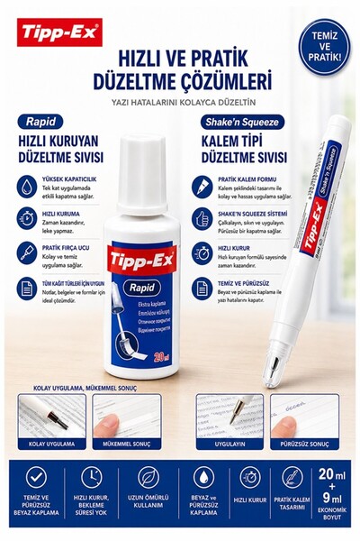 Artlantis Sıvı Silici Daksil ve Kalem Daksil 1 Adet Tipp-Ex Fırçalı Sıvı Düze...