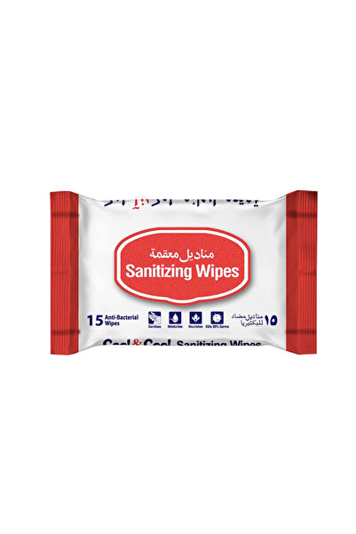 COOL & COOL Sanitizing Wipes - 15's - Antibacterial Skin Wipes with Vitamin E...