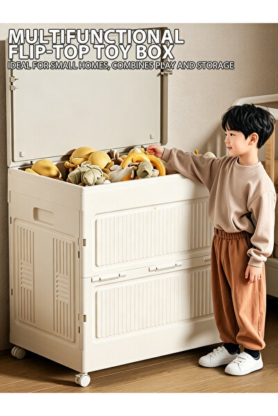 Vitakit Extra-large capacity toy storage box with wheels and dustproof—clothi...