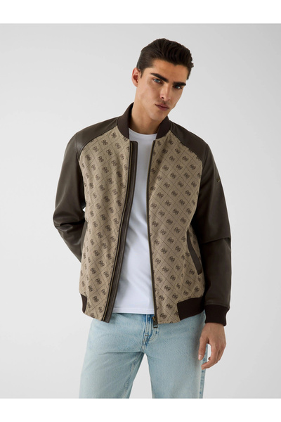 Guess Monogram Men's Beige Jacket M6Yl13W2804-Fn4K