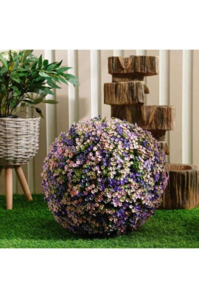 PAN HOME Hailey Boxwood Ball with Flowers D33cm - Blue