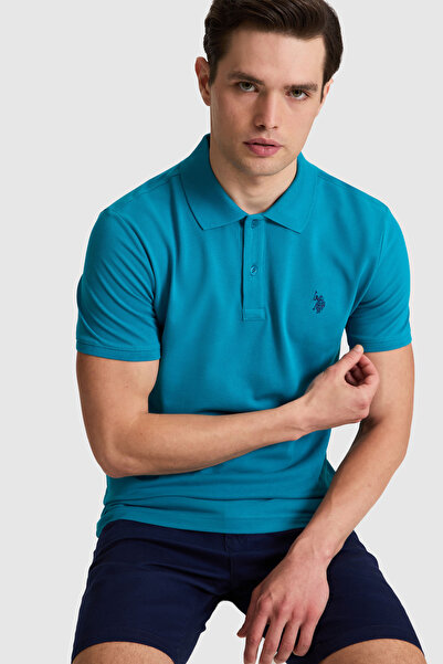 U.S. Polo Assn. Erkek Petrol Slim Fit Polo Yaka Basic Tişört 50322347-VR102