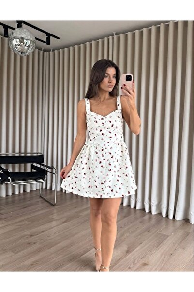 My Blog Ecru Little Flower Patterned Dress - 8282