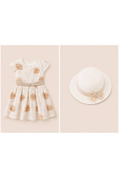 XX Girls' Flower-Patterned Dress with Hat