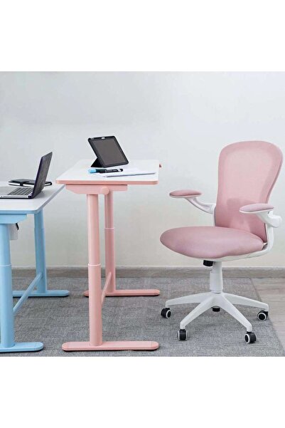 PAN HOME Aveza Office Medium Back Chair Mesh And Fabric-pink