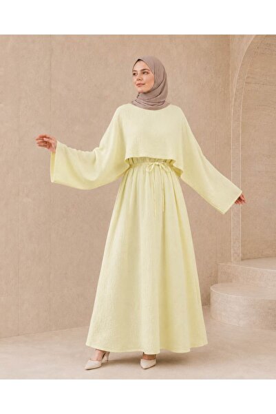 Nissra Ankanoor Oversize Muslin Hijab Dress with Cape on the Front 145 cm Ank...