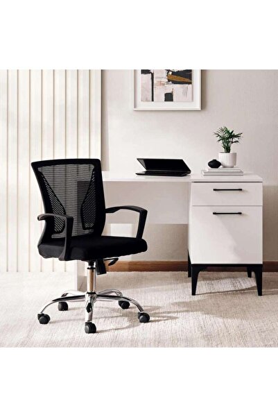 PAN HOME Hobbs Office Medium Back Chair Mesh Fabric - Black