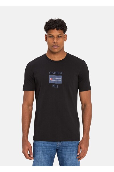 Siyah Classic Fit Baskılı T-Shirt