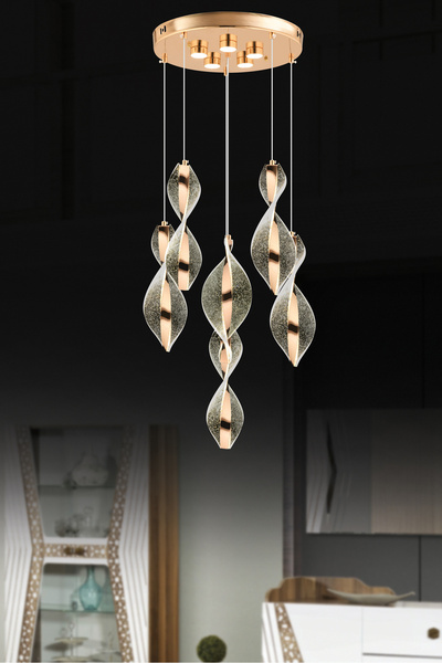 Luxira Aydınlatma Mars 6 li Gold Kumandalı 3 Renk Ledli Modern Led Avize