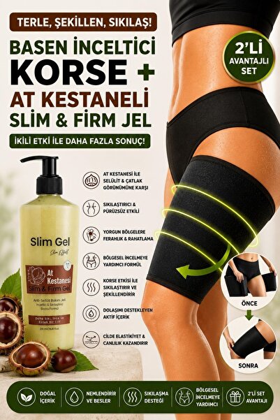 SLİM GEL At Kestanesi Özlü Slim Jel 250 ml ve Termal Basen Korsesi 2'li Set T...