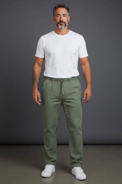 oraystore Ανδρικό άνετο παντελόνι με λινή όψη