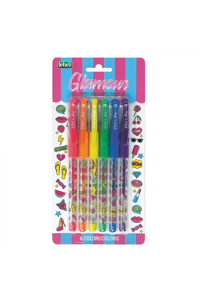 Lebez Pixuri cu sclipici parfumat, cu manere moi, Glamours, 6 culori (blister...