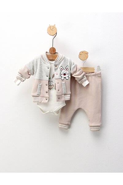 MiniKids Costumas 3 piese, Rabbit Love, cu bej