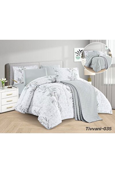 Asia Nefren Quilted 7 Piece Comforter Set |   Two-Sided Quilted -Compressed- ...