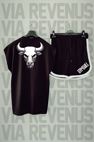 Vordevia Boğa Printed Zero Sleeve Sports Tshirt and Shorts Sports Training Set