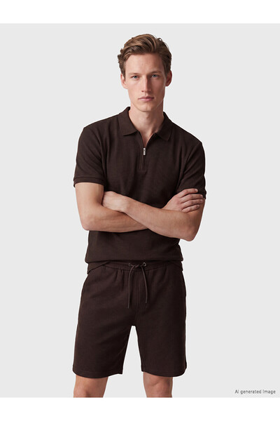 LC Waikiki Nevavm Men's Textured Polo Collar T-Shirt with a Difference