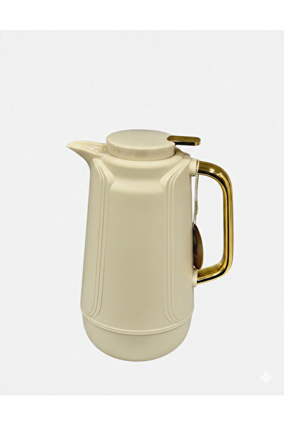 Urbanza Premium Cream Vacuum Flask Thermos with Gold Handle for Tea Coffee an...
