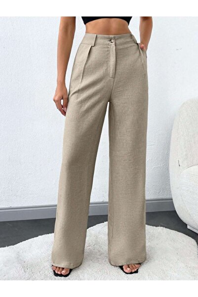 tuzu moda KETEN PANTOLON BORU PAÇA KETEN PANTOLON