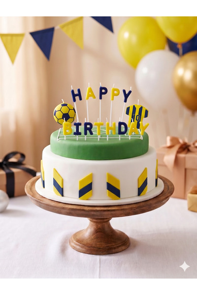 Öz-bal Sarı Lacivert Taraftar Futbol Konseptli Happy Birthday Harf Mum Forma ...