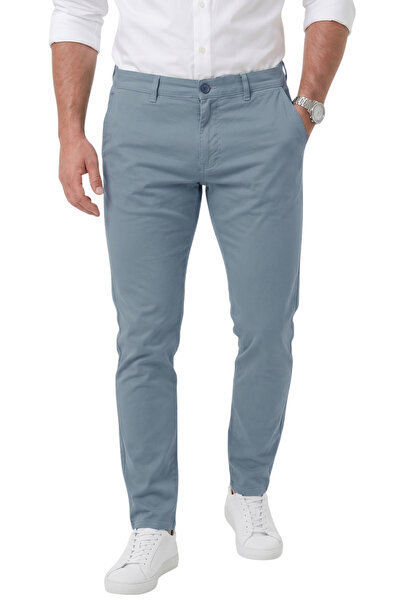 Rizz up Men's Blue Slim Fit Cotton Lycra Chino Sports Trousers 2601745