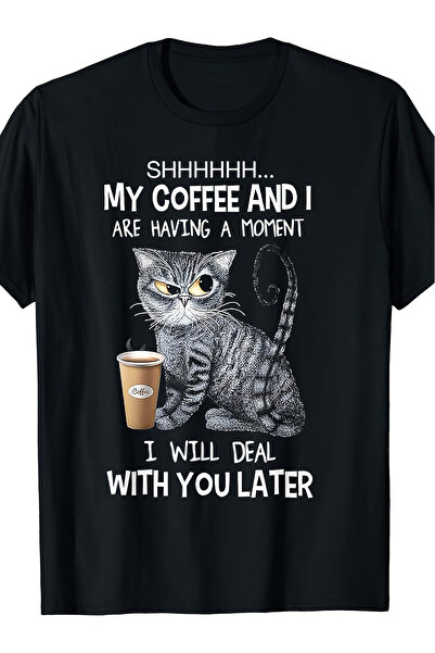 LİNA06 1pc Men's Funny Cat Print T-Shirt - Short Sleeve Round Neck Tee with &...