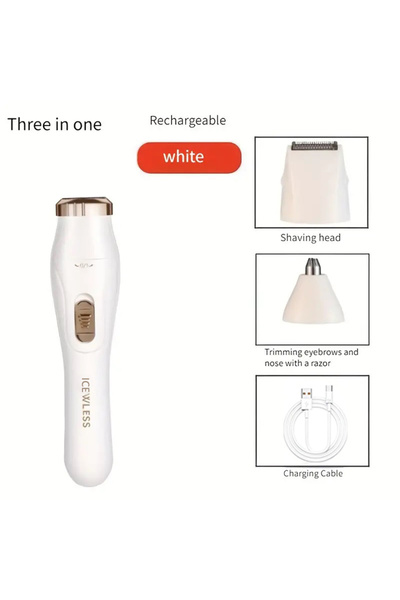 Choice WHITE 3-in-1 electric hair removal set, USB rechargeable nose hair tri...