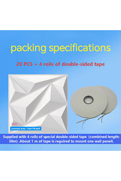 Choice12 20pcs Wh And Tape 20PCS 3D Wall Panels 30x30cm Indoor Wall Decoratio...