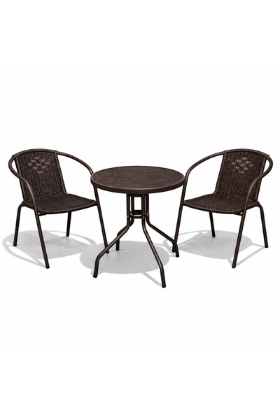 Saray Home Σετ (3 τεμάχια) Τραπέζι με 2 Καρέκλες 60x60x69εκ. Retzo GRDWICKER-...